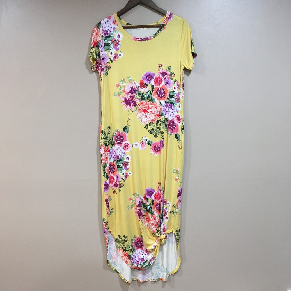 Anthropologie Oddy Floral Maxi Dress Womens S Yellow Boho Beach Coverup Resort